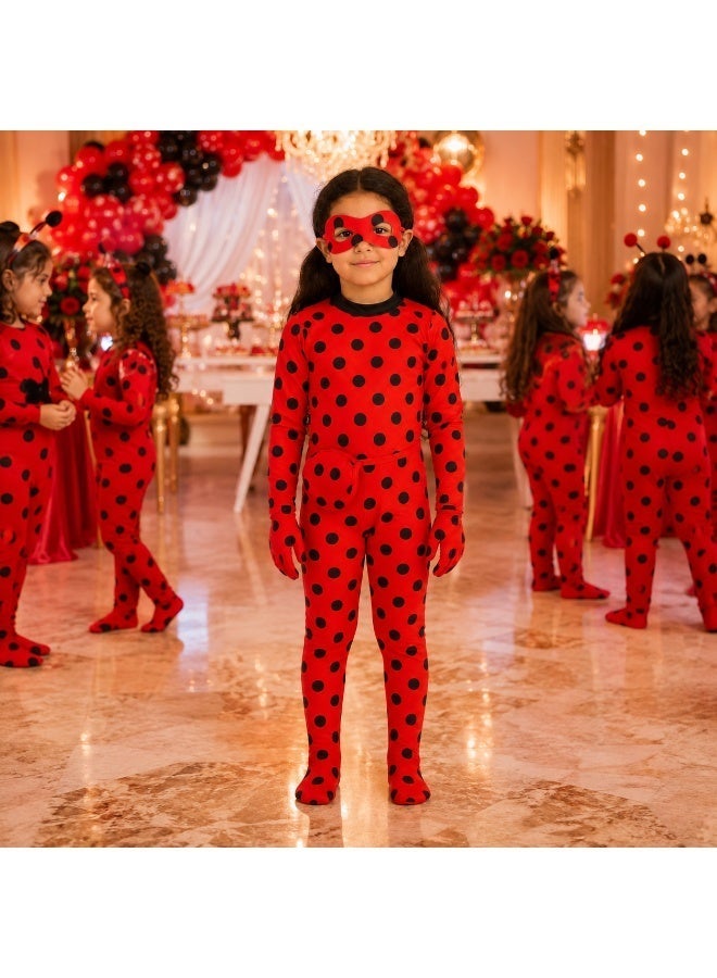 Kids Premium Ladybug Superhero Costume - Full Jumpsuit & Mask Set. - Image 2