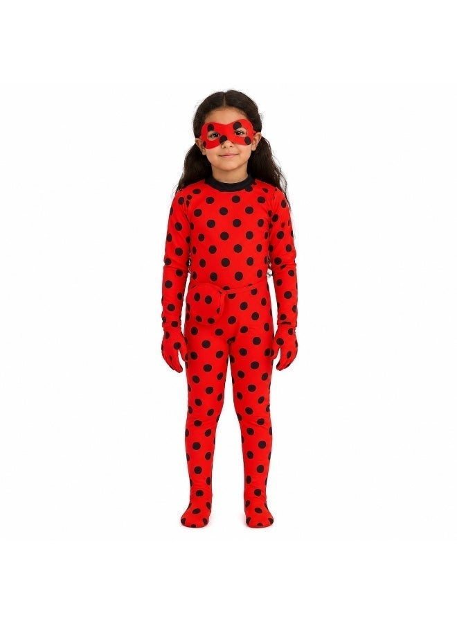 Kids Premium Ladybug Superhero Costume - Full Jumpsuit & Mask Set. - Image 1