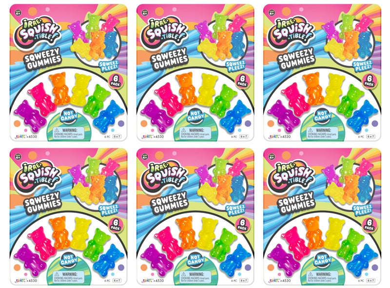 Ja-Ru JARU Mini Gummi Bears Pencil Toppers for Kids 6 Pack 6 Bears Each Mochi Squishy Toys Stress Relief Fidget Toys Bulk Party Favors Cool School Supplies 45306s - Image 3