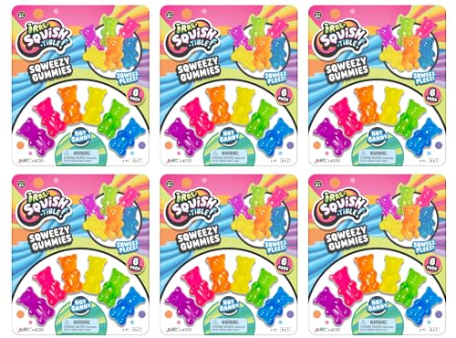 Ja-Ru JARU Mini Gummi Bears Pencil Toppers for Kids 6 Pack 6 Bears Each Mochi Squishy Toys Stress Relief Fidget Toys Bulk Party Favors Cool School Supplies 45306s - Image 1