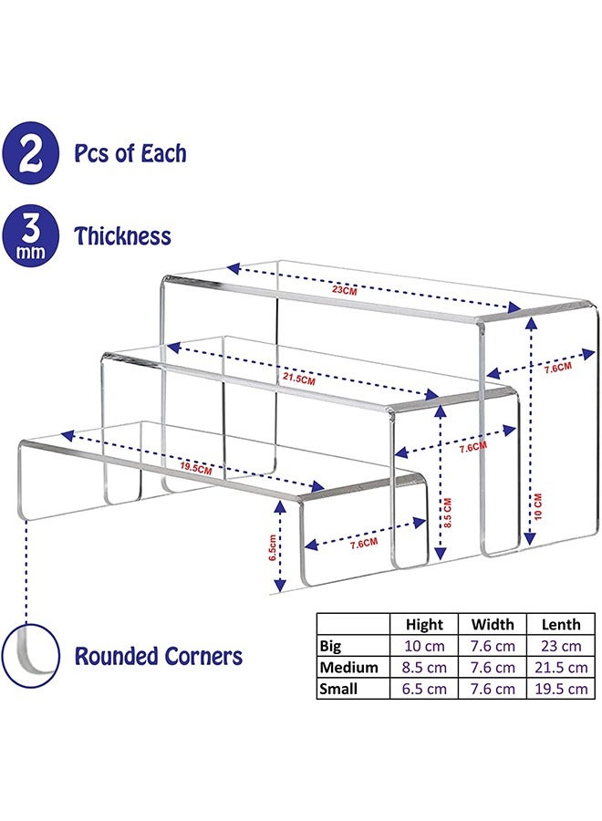 6 pcs Clear Acrylic Showcase Display Risers Dessert and Cupcake Stand Risers for party event shoe Riser Display Organizer Cosmetics Display Riser - Image 2