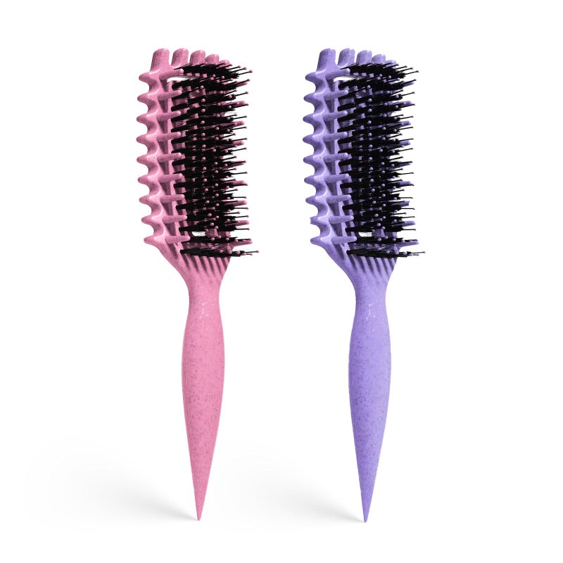 MMBVSZ Curly Hair Brush Candybrush Curl Defining Brush for Detangling Shaping and Defining Curls for Women, Men, Wet & Dry Hair (Purple Pink) - Image 1