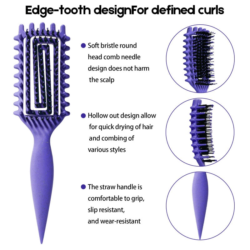 MMBVSZ Curly Hair Brush Candybrush Curl Defining Brush for Detangling Shaping and Defining Curls for Women, Men, Wet & Dry Hair (Purple Pink) - Image 2