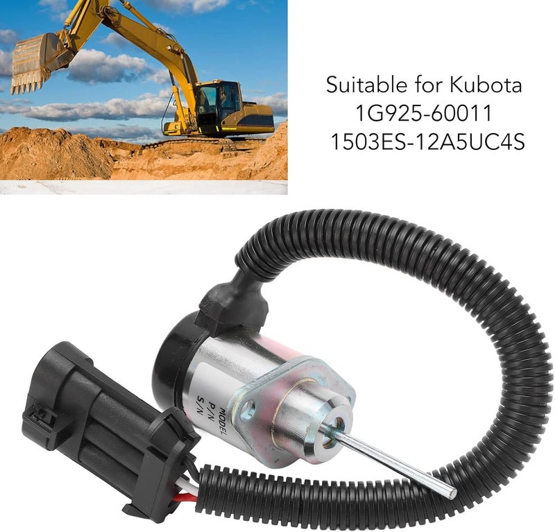 Engine Fuel Shut Off Solenoid Valve Flameout Tool - 12V DC - Replaces OEM 6691498 - Compatible with Kubota 1G925 60011 and 1503ES 12A5UC4S - Aluminum Alloy and ABS - Image 4