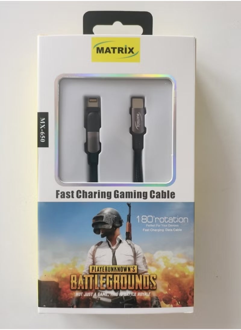 MATRIX MX650 Very Fast charging Type-C to Lighting Data Cable PD20 - 1.2 Meter - Black  - Image 3