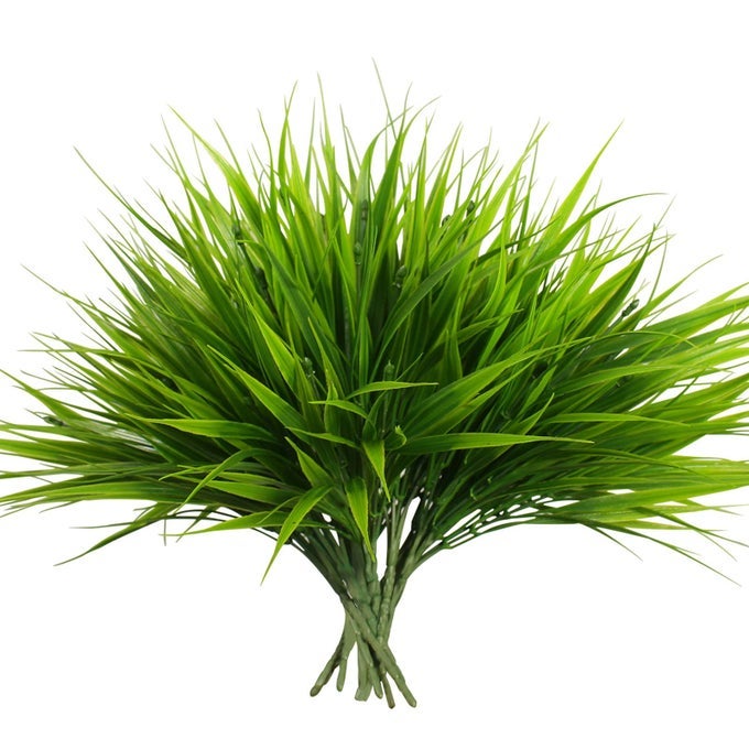Artificial Grass Outdoor 12 Bundles Fake Plants Outside Green Onion Faux Greenery Shrubs for Front Porch Planters Pot Dcor for Outdoors Grass