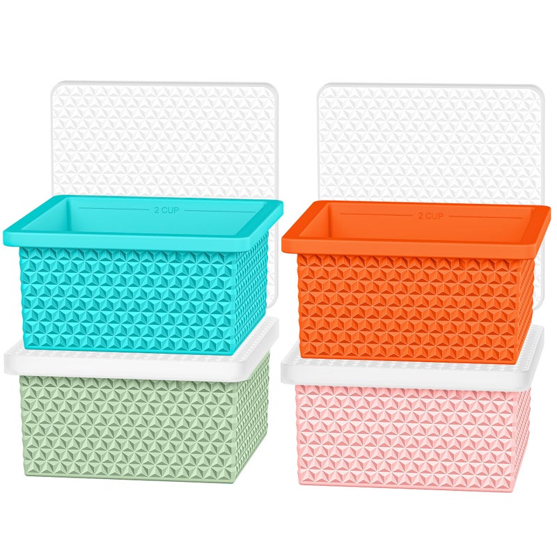Doasuwish Silicone Freezer Molds for Soup Cube - 2-Cup Freezer Storage Container Tray with Lid,4 Pack Stackable Ice Cube Trays for Portion Control,Food Storage Meal Prep,Oven & Dishwasher Safe - Image 1