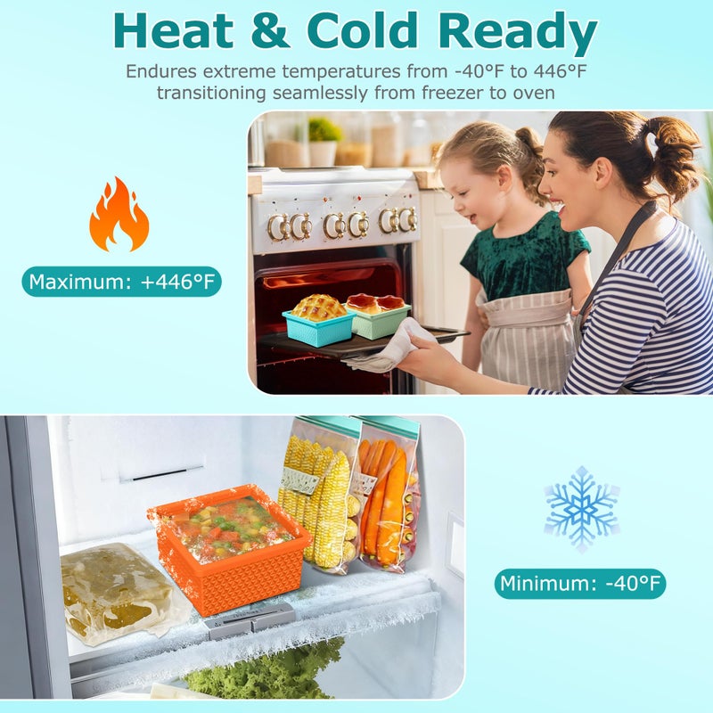 Doasuwish Silicone Freezer Molds for Soup Cube - 2-Cup Freezer Storage Container Tray with Lid,4 Pack Stackable Ice Cube Trays for Portion Control,Food Storage Meal Prep,Oven & Dishwasher Safe - Image 5