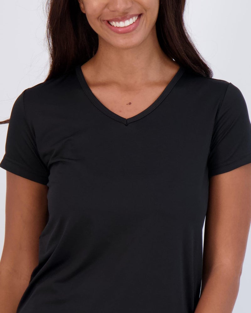 REALESSENTIALS Real Essentials Womens V Neck T-Shirt Ladies Yoga Top Athletic Tees Active Wear Gym Workout Zumba Exercise Running Essentials Quick Dry Fit Dri Fit Moisture Wicking Basic Clothes, Set 9, S, Pack of 5 - Image 3