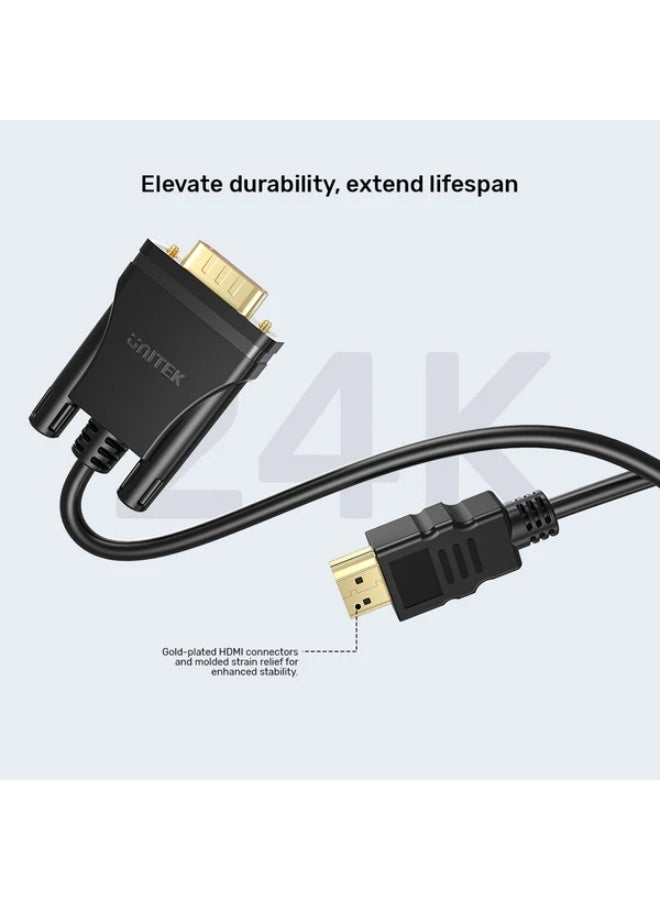 HDMI to VGA Adapter Cable, 2M, Works With Laptops, Roku Streaming Players, Desktop PC, Xbox, TO Porjectors, TV, Monitors
