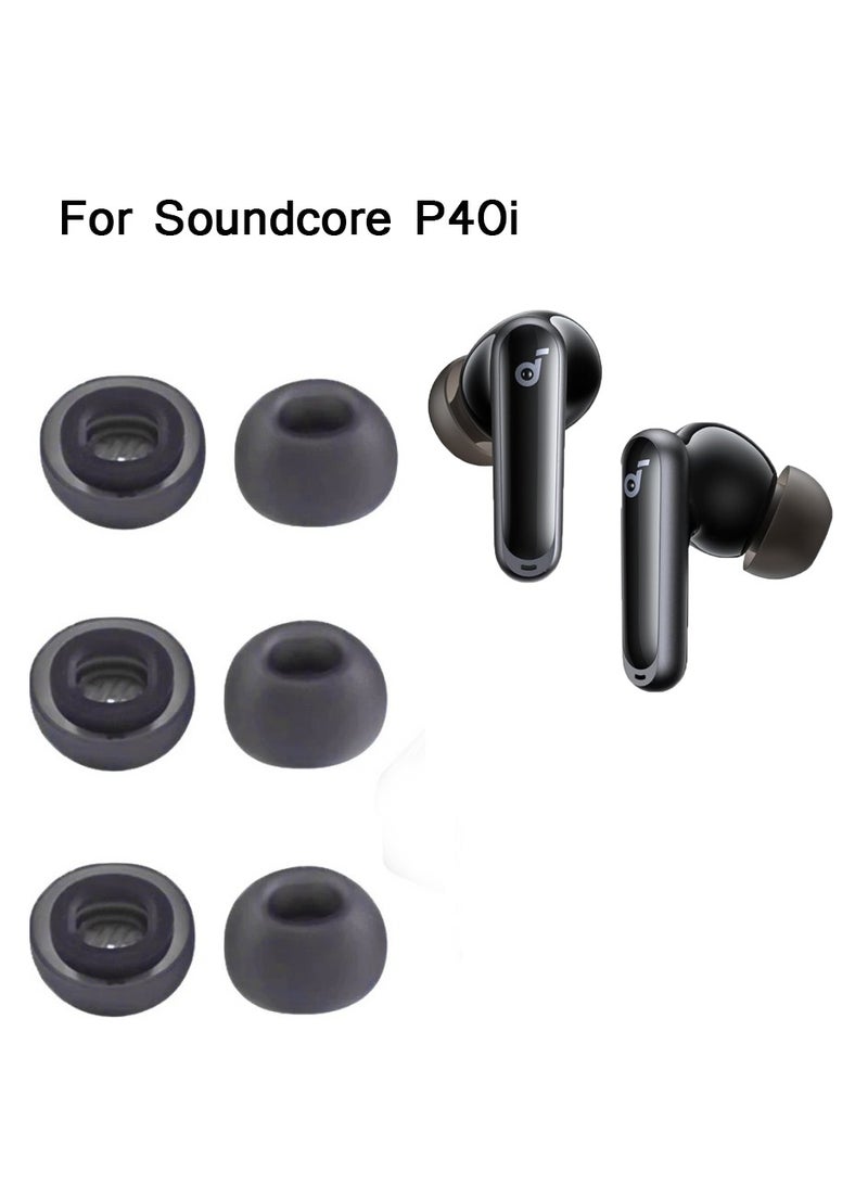 3pairs Ear Tips for Soundcore P40i Silicone Earbuds Replacement for Earbuds S/M/L-Black  - Image 1