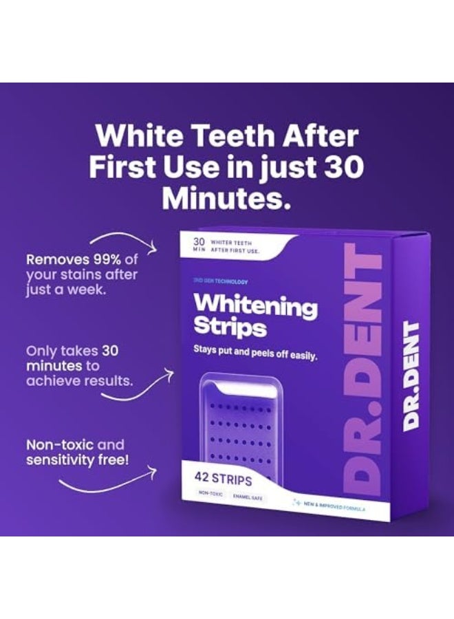 شرائط تبييض الأسنان DRDENT باللون الأرجواني، 21 علاجًا - آمنة للمينا - تبييض الأسنان غير الحساسة - تبييض بدون أي ضرر - عبوة من 42 قطعة - Image 4