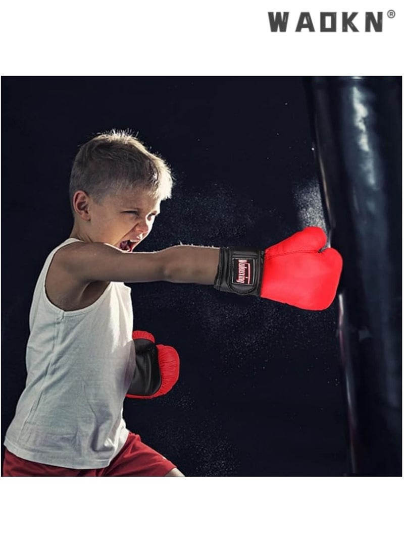 WAOKN - Kids Boxing Gloves, Mini Boxing Gloves for Training Sparring Kickboxing Fighting,Professional Training Gloves,PU Leather Punching Bag Training Gloves for Kids,Teens,Youth,Beginners,Boys,Girls - Image 1