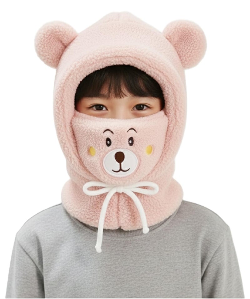Zacharias Boy's Kids Winter Woolen Fur Balaclava Cap with Mask b.02 (2-6 Years) (Pack of 1) (Pink) - Image 1