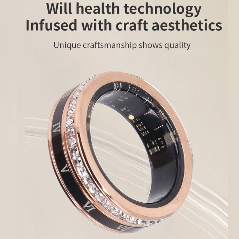 FOSA Health Rings for Women Men, Smart Fitness Tracker Roman Numerals Rotatable Wedding Band Gold Smart Ring Health Tracker (8) - Image 3