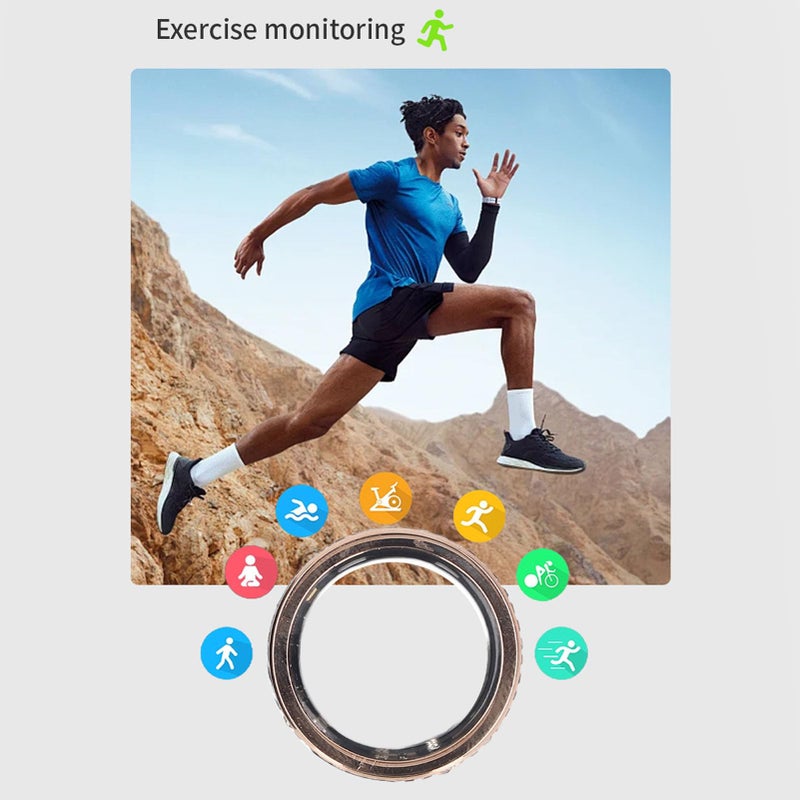 FOSA Health Rings for Women Men, Smart Fitness Tracker Roman Numerals Rotatable Wedding Band Gold Smart Ring Health Tracker (8) - Image 4