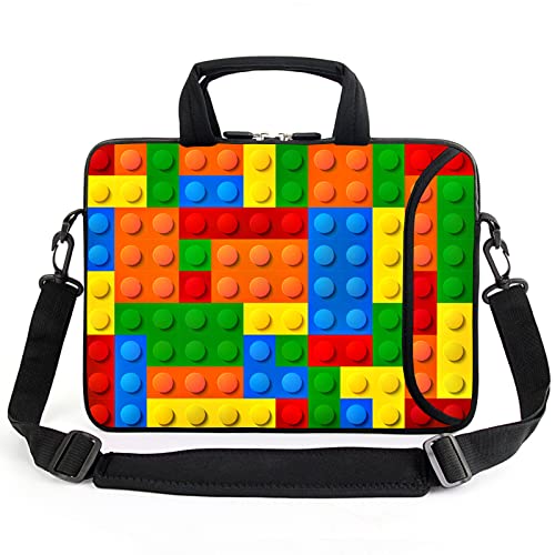 AMARY 13" 13.3" laptop sleeve chromebook case adjustable shoulder strap with handle accessory pocket (Puzzle) - Image 1