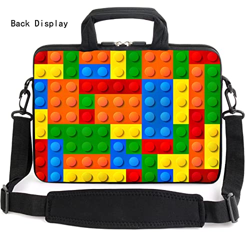 AMARY 13" 13.3" laptop sleeve chromebook case adjustable shoulder strap with handle accessory pocket (Puzzle) - Image 3