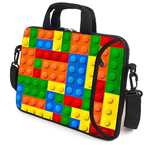 AMARY 13" 13.3" laptop sleeve chromebook case adjustable shoulder strap with handle accessory pocket (Puzzle) - Image 2