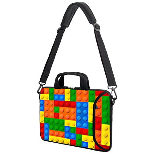 AMARY 13" 13.3" laptop sleeve chromebook case adjustable shoulder strap with handle accessory pocket (Puzzle) - Image 4