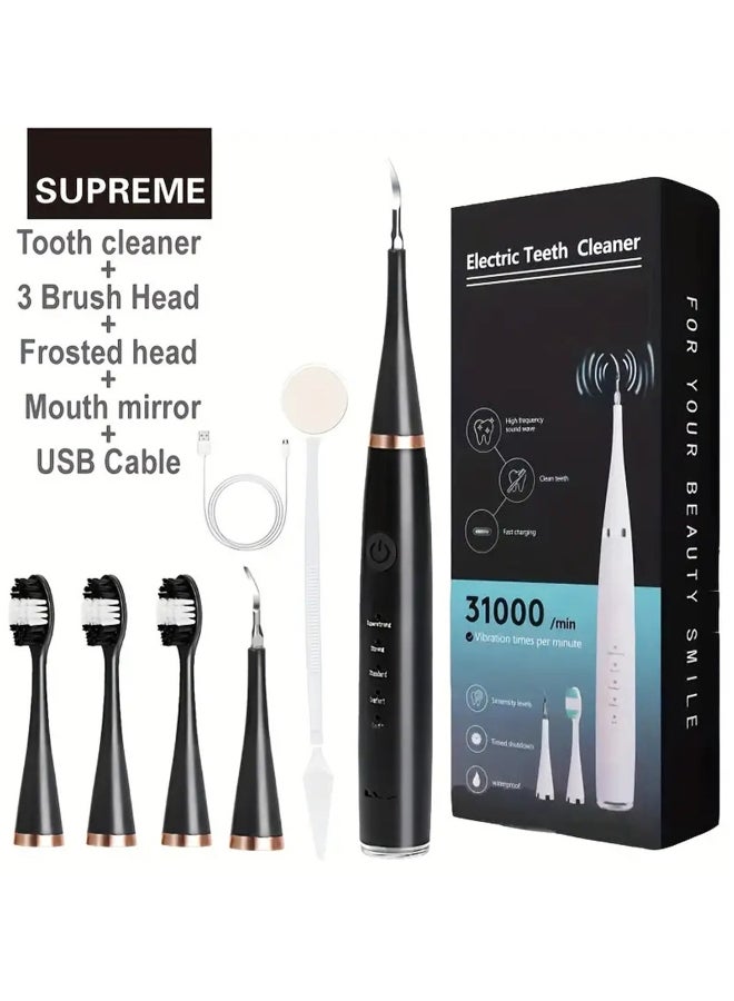 Hihonor Electric Toothbrush for Adults and Kids, Teeth Cleaner Kit With Electric Toothbrush, Home Oral Care, Multiple Cleaning Modes, USB Rechargeable With Tool Accessories(Black) - Image 2