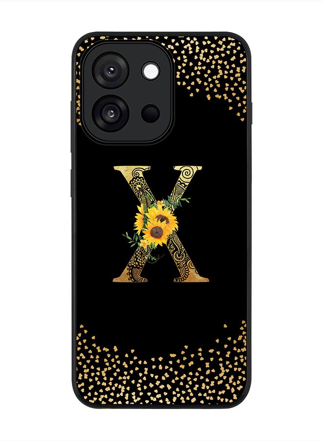 Stylizedd For OnePlus 13s / 13T Case,Slim fit Camera Protection, Shockproof Thin Phone cover  - Custom Floral Monogram - X ( Black )