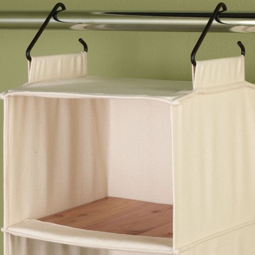 Household Essentials Cedarline 6-Shelf Hanging Closet Organizer, Heavy-Duty Cotton Canvas, Breathable, Versatile, Compact, Perfect for Rod or Wire Closets, Natural - Image 5