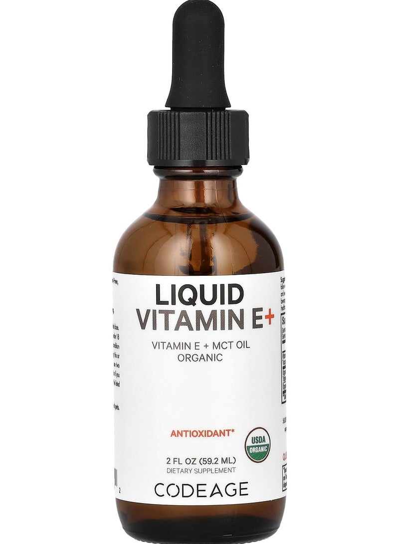 Codeage Liquid Vitamin E+, Unflavored, 2 fl oz (59.2 ml)