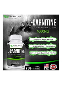 DR. MARTIN'S NUTRITION Extra Strength L Carnitine 200 Capsules 1000mg  - Image 2