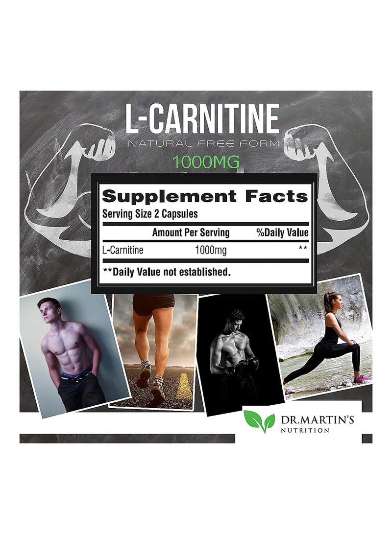 DR. MARTIN'S NUTRITION Extra Strength L Carnitine 200 Capsules 1000mg - Image 3