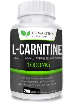 DR. MARTIN'S NUTRITION Extra Strength L Carnitine 200 Capsules 1000mg  - Image 1