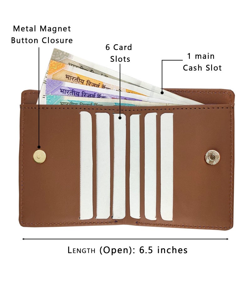 Funk For Hire Vegan Leather Slim Wallet for Men Women White Printed Card Holder Minimalist Bifold with 6 Card Slots Cash Compartment and Zippered Coin Pouch - Image 3