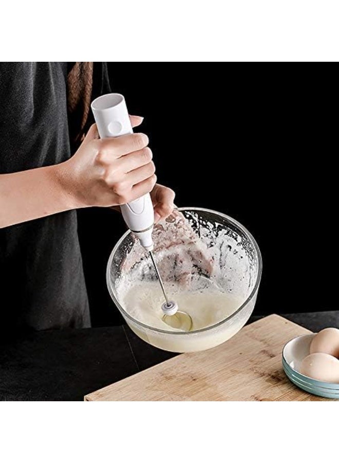 ماكينة كهربائية لصنع رغوة الحليب والنسكافية 2 في 1 -خفاق الحليب اليدوي القابل للشحن – 3 سرعات قابلة للتعديل لتحضير اللاتيه والقهوة والكابتشينو، مع خلاط إضافي للبيض - (ابيض) - Image 3