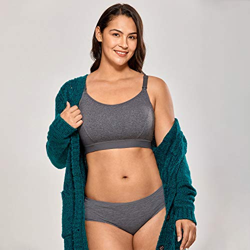 Gratlin Women's Plus Size Nursing Bra Sports Maternity Support Cotton Breastfeeding Bras Charcoal Heather Medium - Image 4