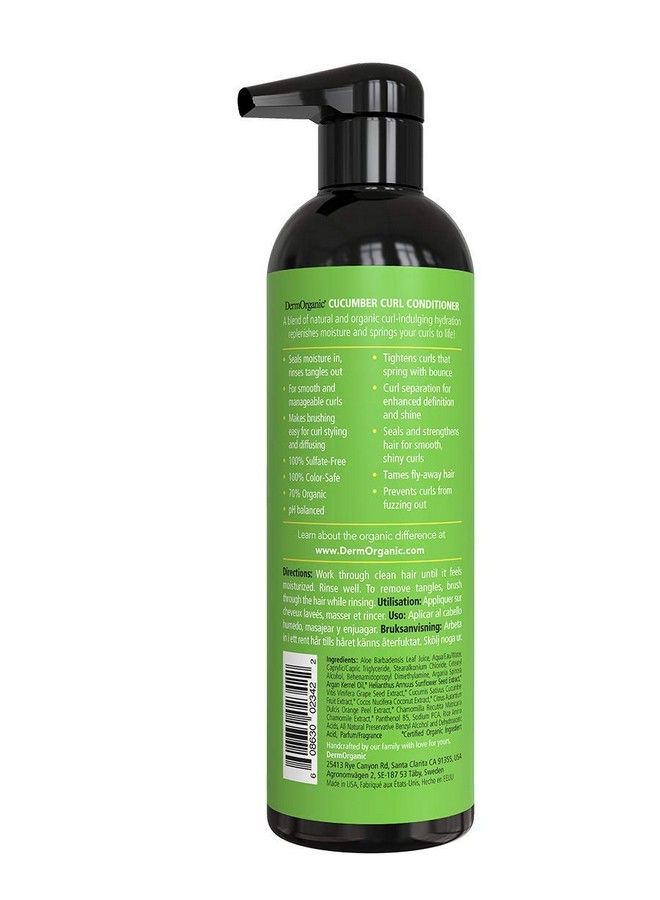 DermOrganic Curl Conditioner With Organic Cucumber Ultra Moisturizing For Curly Hair 17 Fl.Oz. (Packaging May Vary) - Image 4