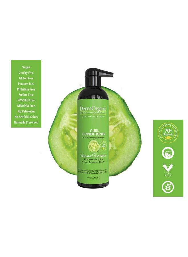 DermOrganic Curl Conditioner With Organic Cucumber Ultra Moisturizing For Curly Hair 17 Fl.Oz. (Packaging May Vary) - Image 5
