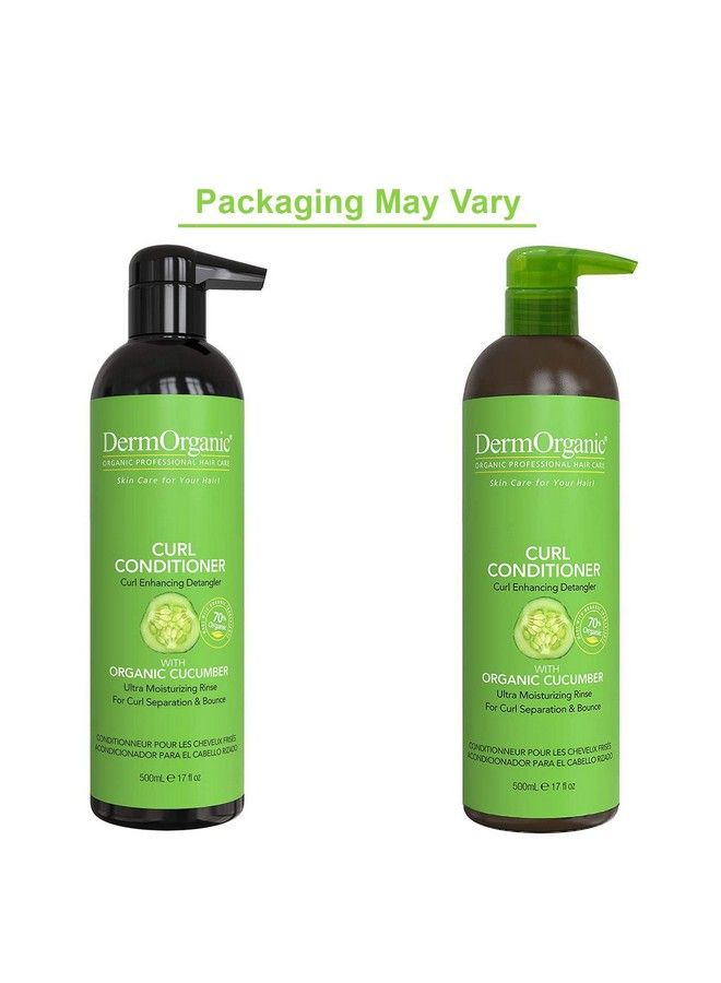 DermOrganic Curl Conditioner With Organic Cucumber Ultra Moisturizing For Curly Hair 17 Fl.Oz. (Packaging May Vary) - Image 3