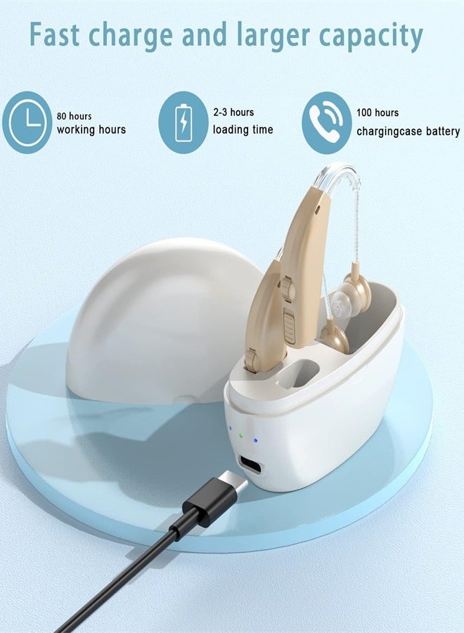 Hearing Aids for Seniors Rechargeable Hearing Aid with Noise Cancelling Hearing Amplifier with Adjustable Volume Control No Squealing One Pair Hearing Assist Device with Charging Box（white） - Image 4