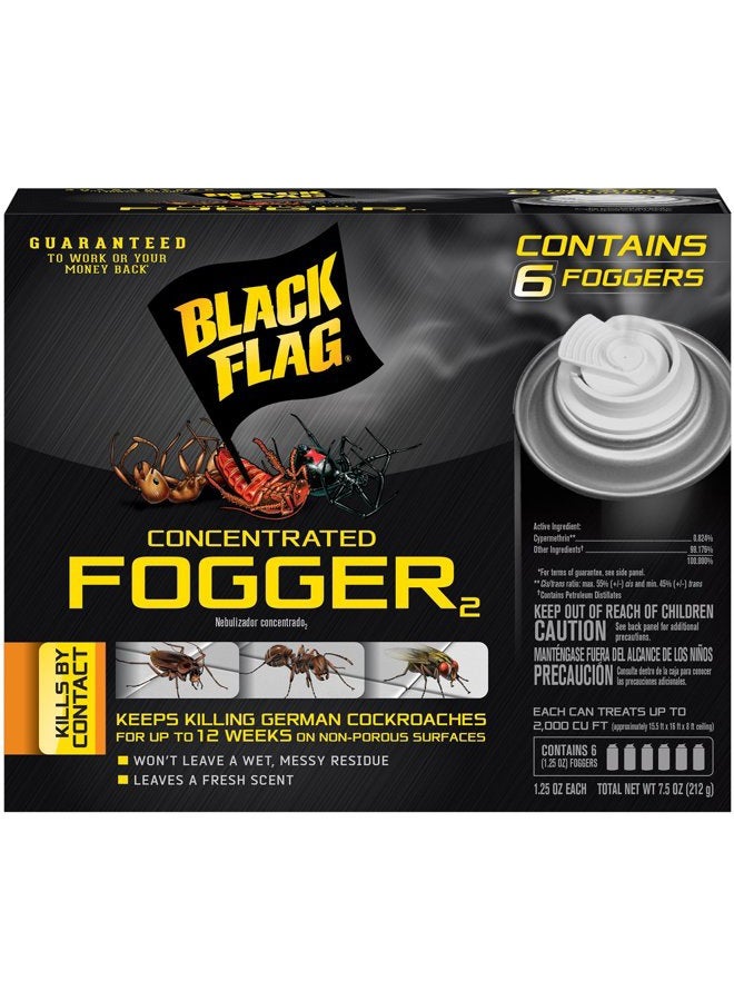 Black Flag Concentrated Fogger, 6 Count-1.25 Ounce Cans, Indoor Insecticide, 1 Pack - Image 1