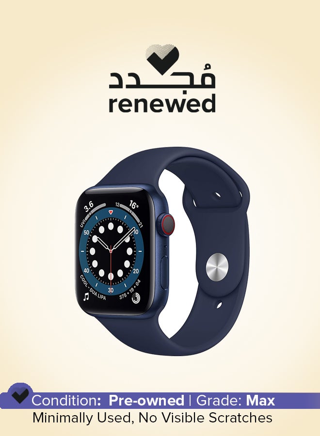 Apple Renewed - Watch Series 6 GPS + Cellular 44mm Blue Aluminium Case With Sport Band Black Blue - Image 1