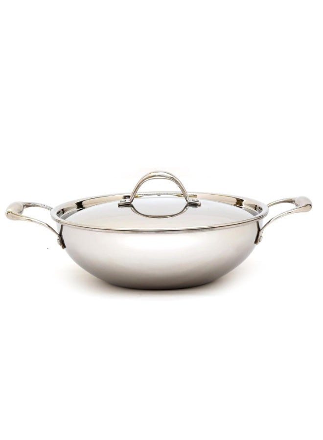 coconut Stainless Steel Triply Kadai with Lid | 1.5 Litre Induction Base Cookware | Fusion Series | Heavy Bottom Triply Kadhai with Stainless Steel Lid | Gas & Induction Friendly | 1 Unit - Image 1