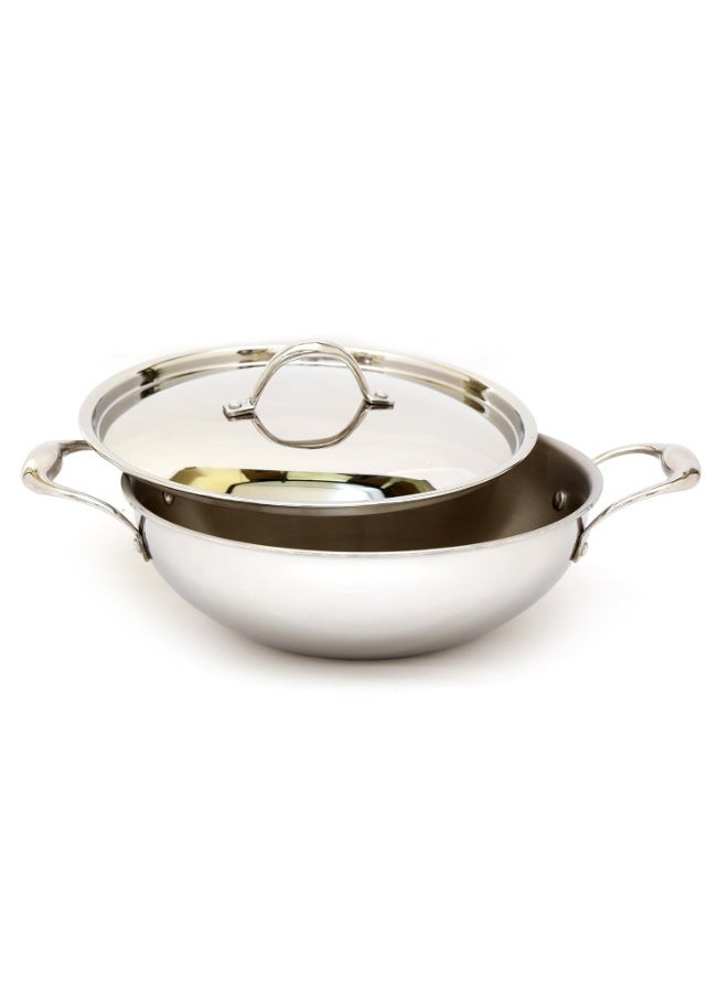 coconut Stainless Steel Triply Kadai with Lid | 1.5 Litre Induction Base Cookware | Fusion Series | Heavy Bottom Triply Kadhai with Stainless Steel Lid | Gas & Induction Friendly | 1 Unit - Image 4