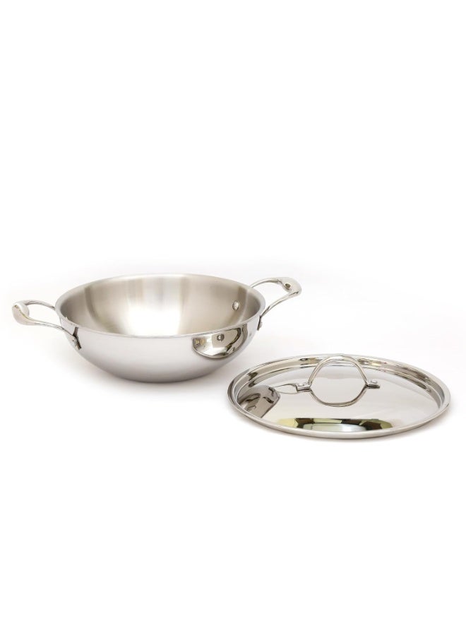 coconut Stainless Steel Triply Kadai with Lid | 1.5 Litre Induction Base Cookware | Fusion Series | Heavy Bottom Triply Kadhai with Stainless Steel Lid | Gas & Induction Friendly | 1 Unit - Image 2