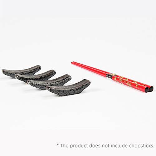 Youda Chopsticks Holder Set of 4 Ceramic Chopstick Stand Rest Rack Spoon Fork Knife Holder Set(Black) - Image 3