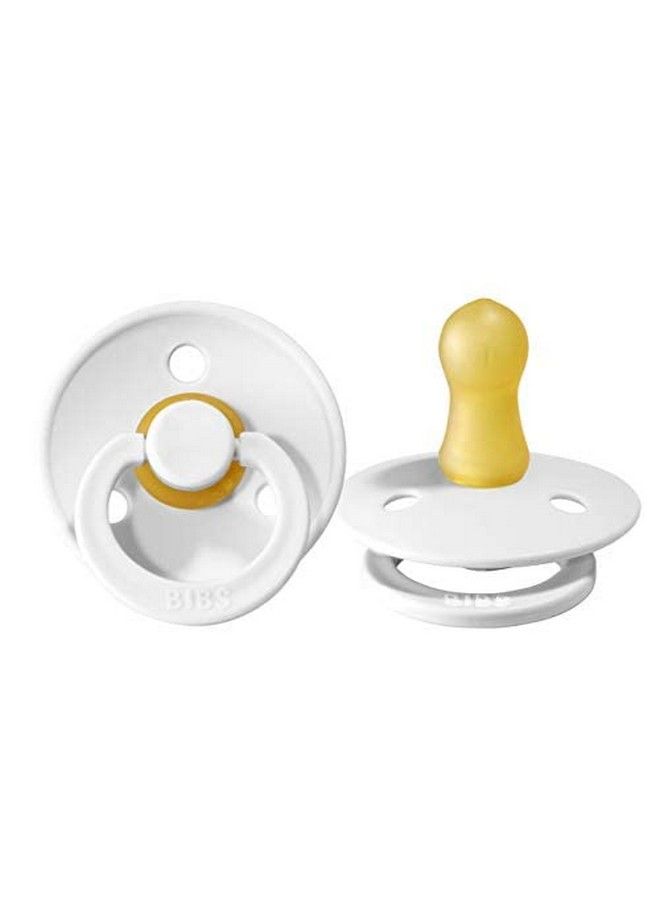 BIBS Pacifiers ; Natural Rubber Baby Pacifier ; Set Of 2 Bpafree Soothers ; Made In Denmark ; White ; Size 06 Months - Image 1