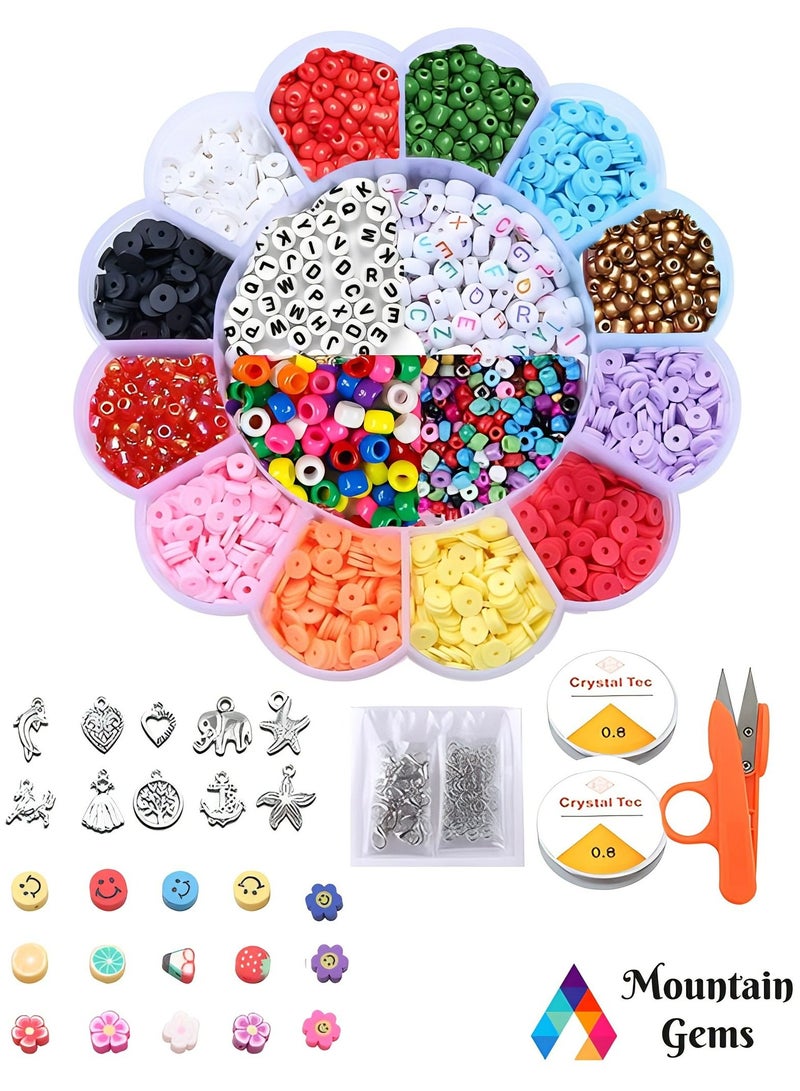 Mountain Gems Craft Beads Assorted Kit with Organizer Box for DIY Bracelets Jewelry Making - Image 1