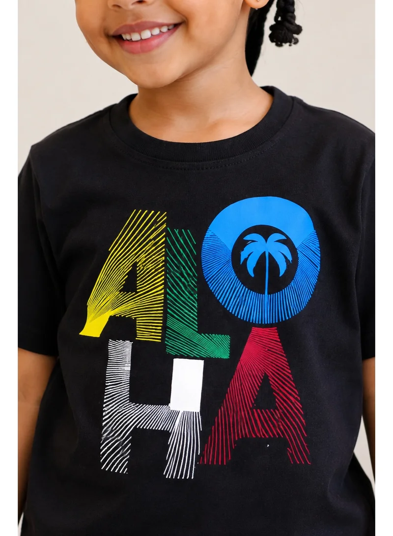 Victor And Jane  Boys’ 2-Piece Set – “Aloha” Graphic T-Shirt & Shorts for Men | Best Price UAE