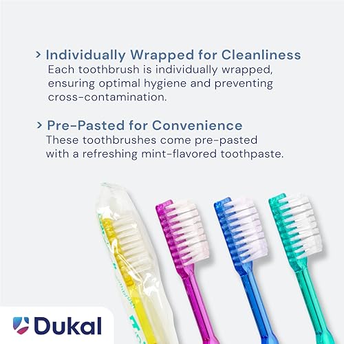 dukal فرشاة أسنان ديوكال سريعة الاستخدام مع معجون أسنان مسبق التحضير (علبة من 100) - Image 4