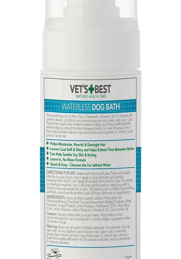 Vet's Best Waterless Dog Bath - No-Rinse Foam Shampoo with Aloe Vera, 150ml - Image 2