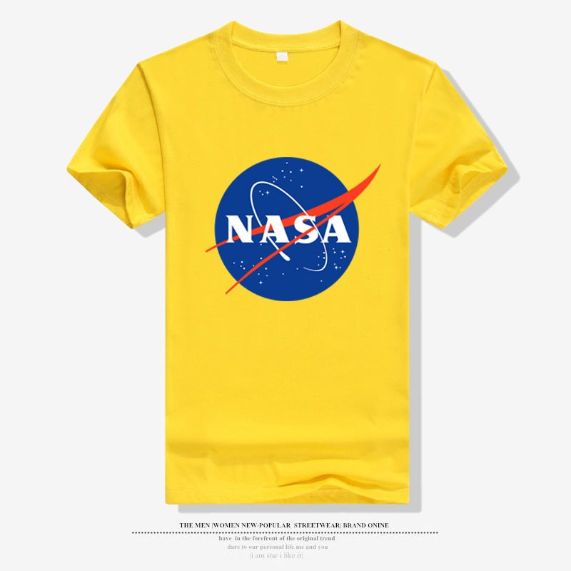 American Astronaut Nasa Galaxy Earth Print T-Shirt Cotton Crewneck Half Sleeve Shirt Couple Sports Top - Image 3